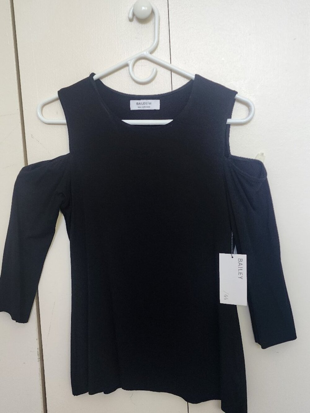 Bailey 44 Black Cold Shoulder Long Sleeve Top Modal Blend Size S